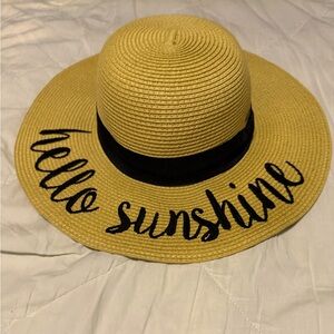CC Creations”Hello Sunshine” Women’s Sun Beach Embroidered wide brim hat. Vaca